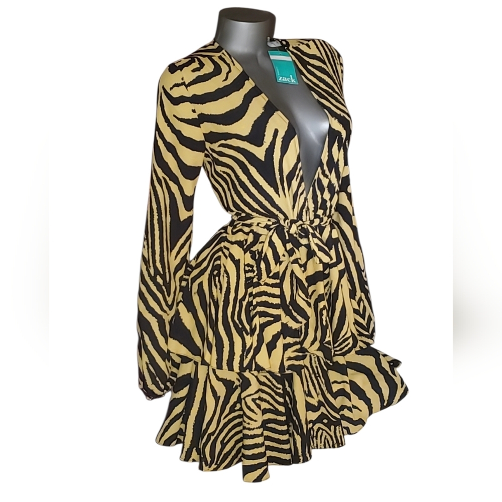 Zebra Print Wrap Dress
